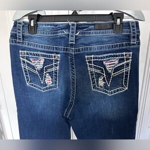 Vigoss Red, White & Blue detailed Slim Boot Leg Jeans- Merica!